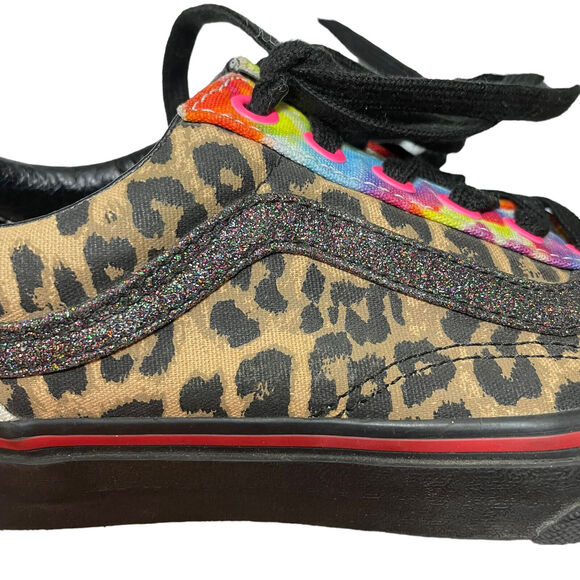 Vans Lace up Custom Leopard Sparkle Kitty Womens sz 5 Sneakers Shoes - Picture 5 of 12